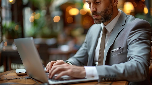 El hombre de negocios moderno en su ámbito digital