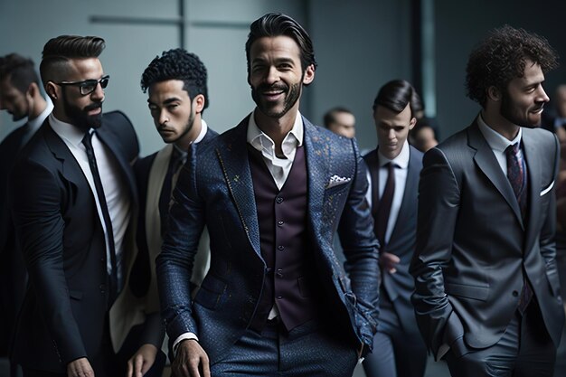 Hombre de negocios en la oficina posando para una foto IA generativa