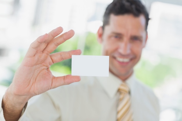 Hombre de negocios, presentación, blanco, tarjeta comercial