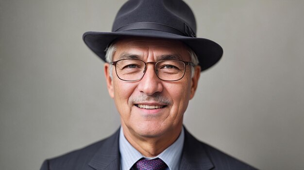 Un hombre de negocios con un sombrero sonriendo