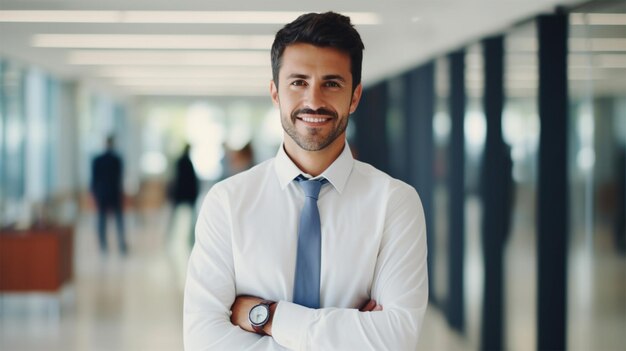 hombre de negocios sonriente con ropa formal