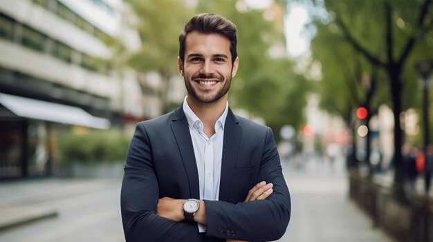 hombre de negocios sonriente con ropa formal