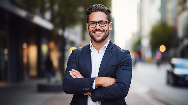 hombre de negocios sonriente con ropa formal