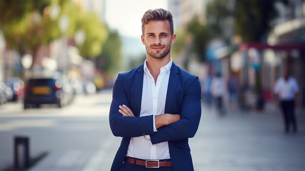 hombre de negocios sonriente con ropa formal