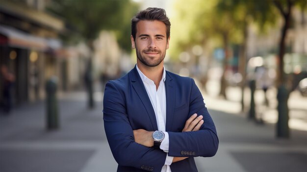 hombre de negocios sonriente con ropa formal