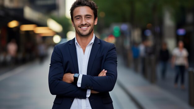 hombre de negocios sonriente con ropa formal