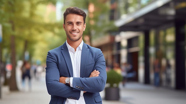 hombre de negocios sonriente con ropa formal