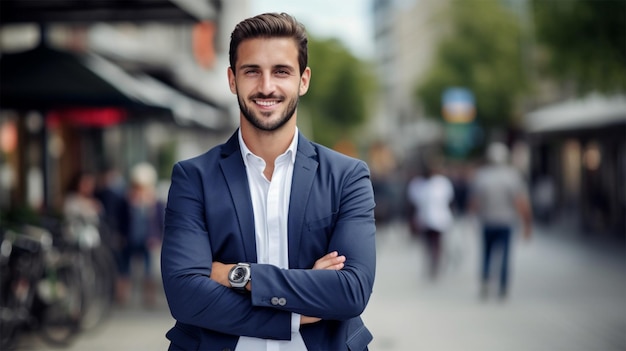 hombre de negocios sonriente con ropa formal