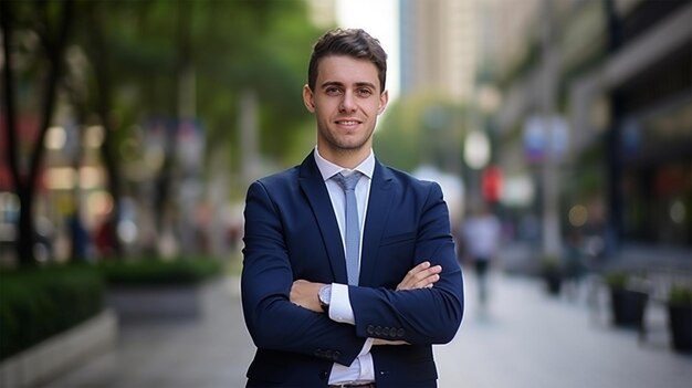 hombre de negocios sonriente con ropa formal