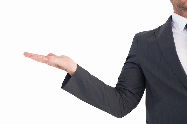 Foto hombre de negocios con su mano