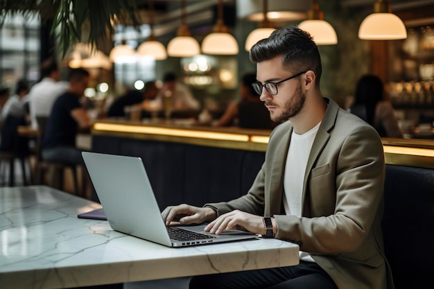 hombre de negocios trabajando en una computadora portátil