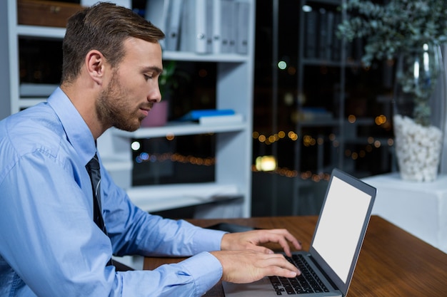 Hombre de negocios trabajando en la computadora portátil