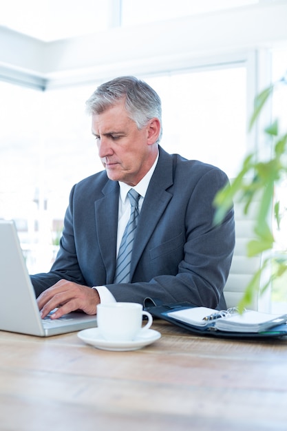 Hombre de negocios trabajando con su computadora portátil