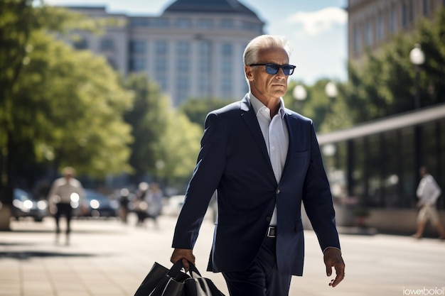 Un hombre de negocios con traje y gafas de sol.