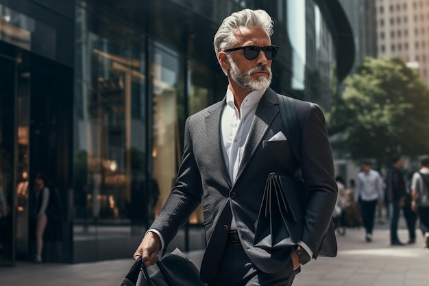 Un hombre de negocios con traje y gafas de sol.