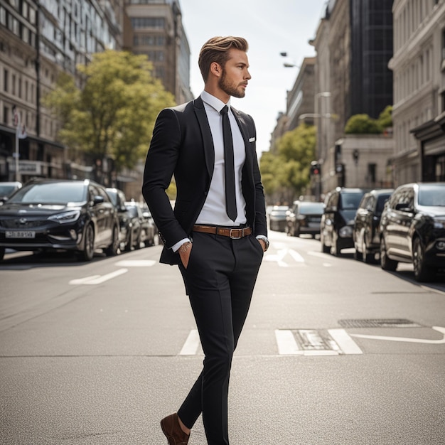 Foto hombre de negocios traje de vestir foto corporativa imagen foto de pie en la carretera