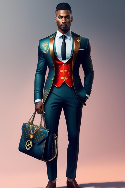 Hombre negro africano y modelo negro con fondo colorido