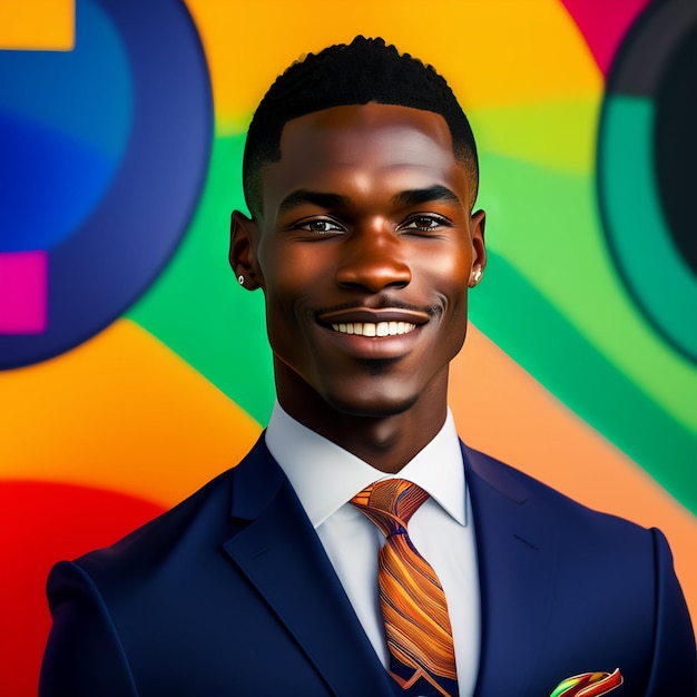 Hombre negro africano y modelo negro con fondo colorido