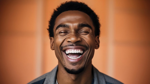 El hombre negro con expresión feliz