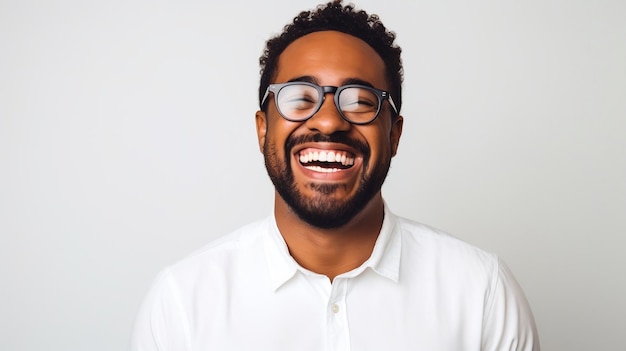 Hombre negro riendo imagen de cliente satisfecho