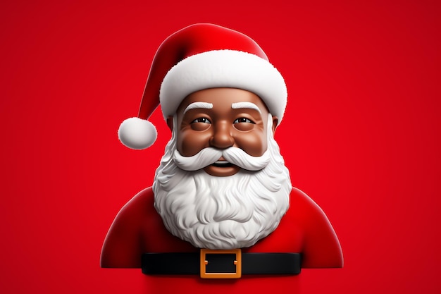 un hombre negro sonriente vestido con una prenda de Santa Claus