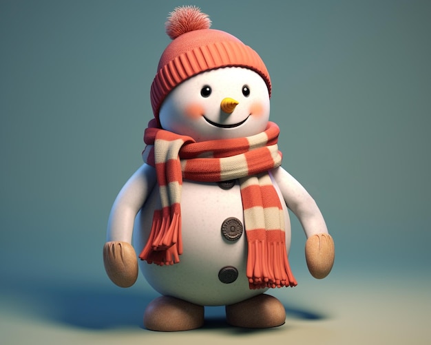 Hombre de nieve 3D con bufanda y sombrero imagen de Navidad imágenes de ilustración 3D