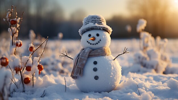 Hombre de nieve divertido en Navidad