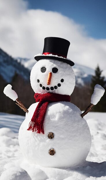 Hombre de nieve con elementos creativos de nieve de invierno
