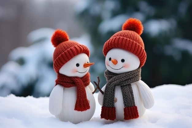 Hombre de nieve fondo del bosque Navidad y Feliz Año Nuevo