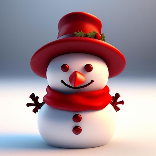 Hombre de nieve de Navidad en 3D