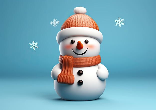 Hombre de nieve de Navidad Personaje mini embarcación 3D fondo de estudio aislado