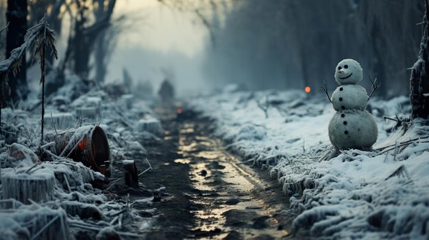 Foto hombre de nieve en el parque