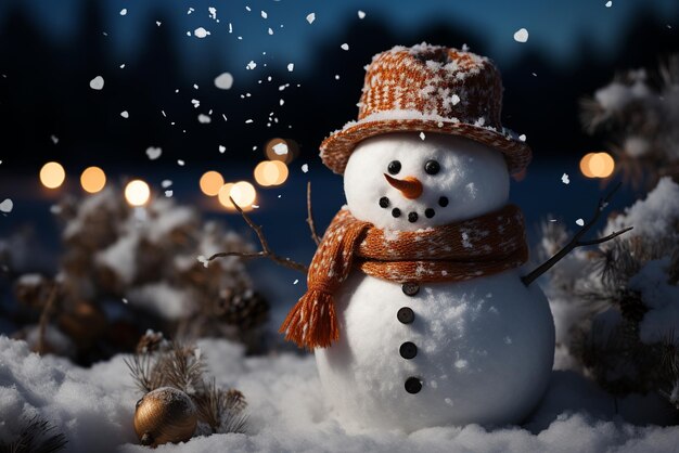 Hombre de nieve vestido para Navidad