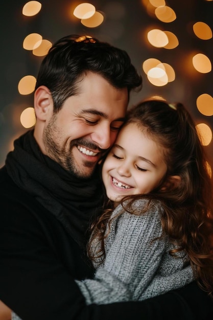 Foto un hombre y una niña abrazándose