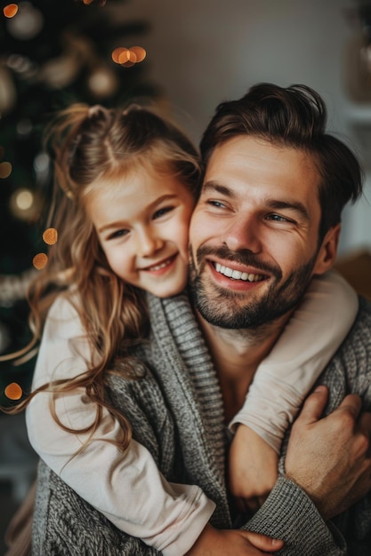 Un hombre y una niña se están abrazando