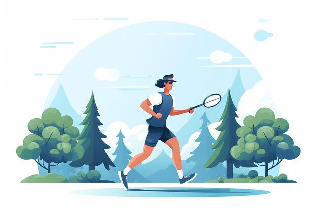 Hombre niño jugador de tenis diseño plano ilustración vectorial