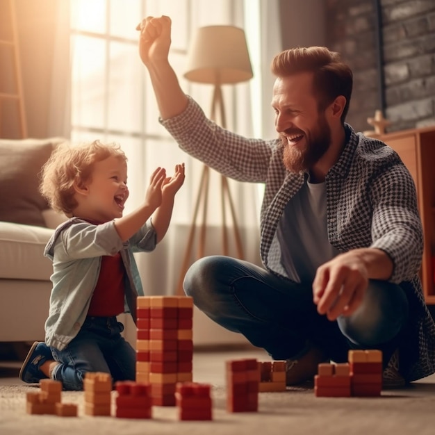 Foto un hombre y un niño jugando a los dados