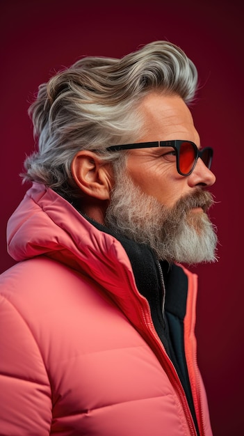 Hombre occidental con gafas ropa de invierno