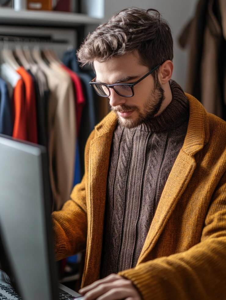 Hombre ocupado trabajando en una computadora portátil