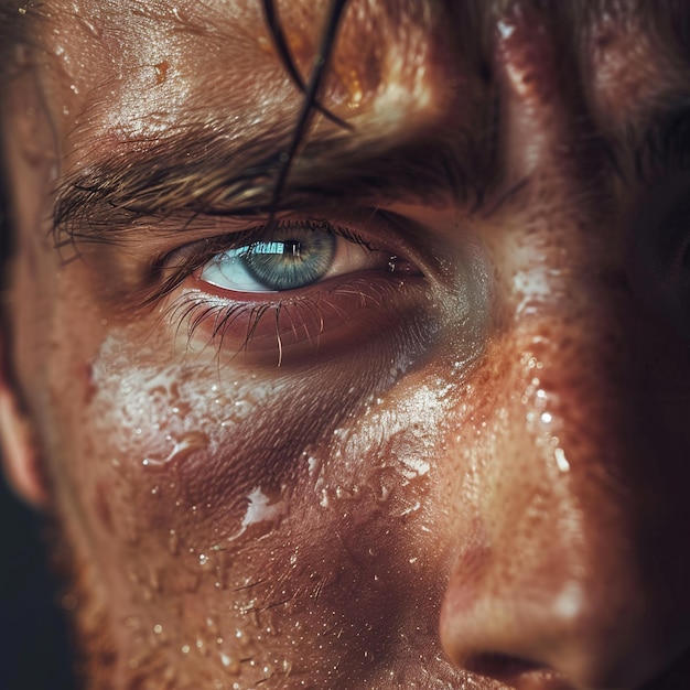 Foto un hombre con un ojo azul y un ojo verde