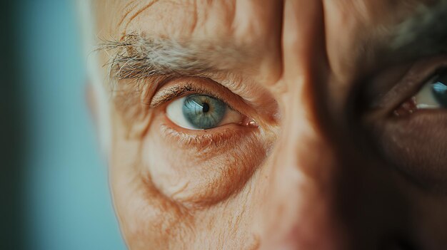 un hombre con ojos azules mirando a la cámara