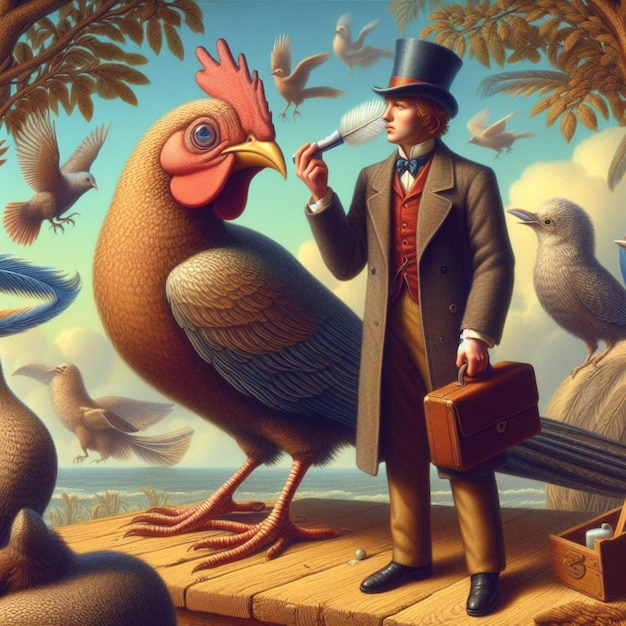 Foto hombre y pájaros surrealismo