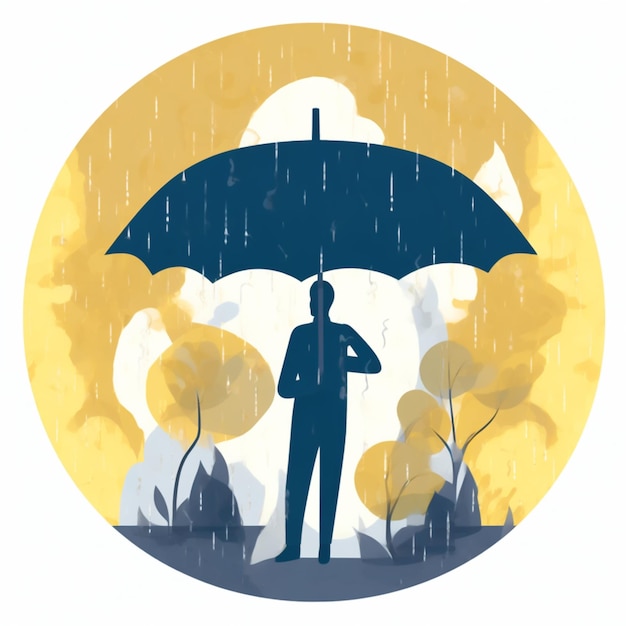 Un hombre parado bajo un paraguas bajo la lluvia.