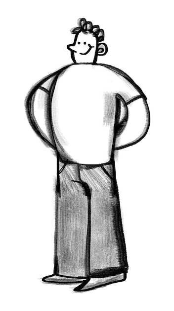 Hombre pegatina png personaje de dibujos animados boceto fondo transparente