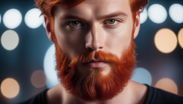 Foto hombre de pelo rojo y barba