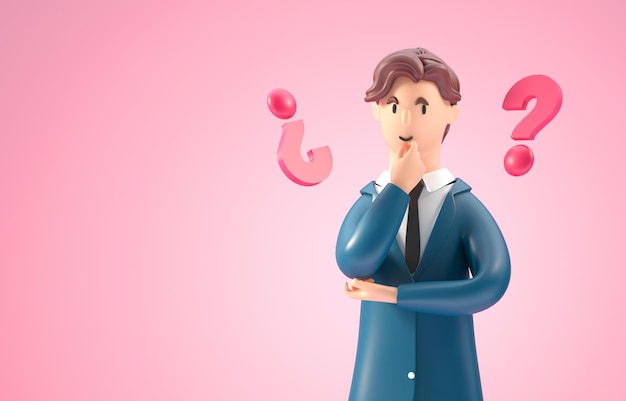 hombre, pensamiento, negocio, 3d, ilustración