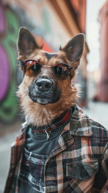 Hombre perro elegante y elegante con ropa casual Ilustración generada por IA