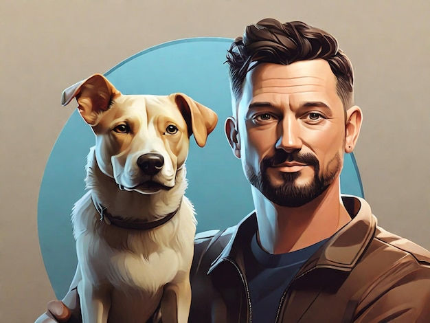 un hombre y un perro están posando para una foto con un perro