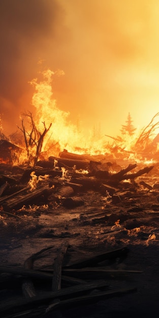 Foto un hombre está de pie en la cima de una playa junto a un fuego esta imagen se puede usar para representar una noche tranquila en la playa o para simbolizar el calor y la relajación