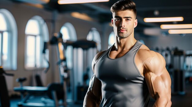 Foto un hombre está de pie frente a un gimnasio con una camisa que dice quot personal quot